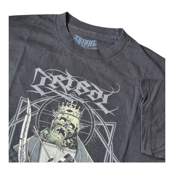 Tribal World Wide King‎ Skeleton Illuminati Skull Black T-Shirt Men's L - Picture 1 of 7